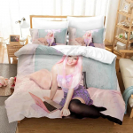 3D Print Belle Delphine voodipesukomplekt Tekikate Voodikomplekt Tekkkate Padjap&uuml;&uuml;r Lohjatav kuninganna Queen Size poiste voodipesukomplekt t&auml;iskasvanutele 90x190cm(35x74inch)
