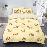 Uus P-Pikachu Voodipesukomplekt Psyduck Tekikott T&uuml;drukud Lapsed T&auml;iskasvanud Kuningas Kingitus Tekikott Tekk Padjap&uuml;&uuml;r 2/3 tk EU Single(135*200cm)3pcs beige