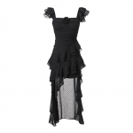 Pika sabaga kleit Naistele 2000ndate Vintage R&otilde;ivad Vabaaja Bodycon Kitsas Must Y2k Midi Kleit Isegi Pidu Elegantne Rand Korea Suvi XS must