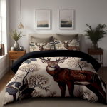 Voodipesu Lilled Hirved 3D Digitaaltr&uuml;kiga Tekikate Padjap&uuml;&uuml;r Kolmeosaline Komplekt 135 * 200cm 50 * 80cm * 1 two-piece set