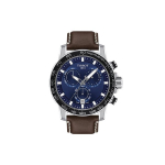 TISSOT Daring Collection Kvartsmehhanismiga Meeste K&auml;ekell Kell 45,5 mm Sinine sihverterasest korpus Nahkrihm T125.617.16.041.00 Brown Strap
