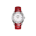 TISSOT Kutu kollektsioon Kvartsmehhanismiga Naiste k&auml;ekell 32mm Valge sihverplaadi Roostevabast terasest korpus T035.210.16.011.01 White Dial Red Strap