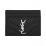 SAINT LAURENT YSL H&otilde;bedane Logo Reljeefne Teraline Tepitud Nahast Kaardihoidja Naiste Must Gift Set(Basic Package+Original Box&Bag） must