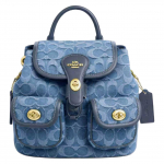 Coach Hadley 23 Klassikaline logo T&otilde;mblukuga Sulgemine Kangas ja Nahk Seljakott Keskmine Naiste seljakott Indigo CDB95-IMTYV Basic Set (Bag+Dust Bag)
