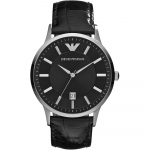 Emporio Armani Renato Must Nahk Meeste Kvartsikell AR2411 must