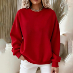 Women's casual and fashionable loose color pullover long sleeved sweatshirt L roosa