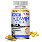 Taoters Vitamiin D3+K2 Kapslid Kaltsiumi Lisamine Luude Tugevdamine ja Immuuns&uuml;steemi Tugevdamine 120 Kapslit 120 capsules gray