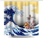 Anime du&scaron;ikardin - Thousand Sunny, Oda kunst Ukiyo-e, Veekindel pol&uuml;ester, 12 konksu, Vannitoa dekoratsioon W150XH180cm