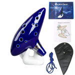 Ocarina, 12 tooni Alto C keraamiline Ocarina muusikainstrument lauluraamatuga Kael Keel Kaelan&ouml;&ouml;ri kandekott, sinine tumesinine v&auml;rv