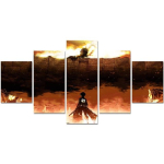 Raamita Moodulaarne 5 T&uuml;kki ATTACK ON TITAN Plakat L&otilde;uendimaal Anime Tegelased Tr&uuml;kitud Pilt Elutuba Kodu Dekoor Seinakunst 40x60 40x80 40x100cm