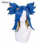 M&auml;ngu Valorant Neon Cosplay Parukas L&uuml;hikesed Sinised Ponytailid Kuumakindel S&uuml;nteetiline Juus Halloweeni Rollim&auml;ngu Parukad + Parukakate One Size