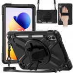 Tugev &uuml;mbris Xiaomi Redmi Pad 2 Pro 2025 12.1 jaoks 25099RP13G 2509BRP2DG, 360 kraadi p&ouml;&ouml;rleva aluse ja &otilde;larihmaga Redmi Pad 2 Pro 2025 must