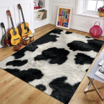 Rustikaalne kunstlehmakarva prindiga pehme vaip pestav libisemiskindel siseruumide p&otilde;randamatt l&auml;&auml;nelikku talumaja magamistuba elutuba kodu kaunistus 80X120CM black