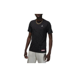 Jordan Flight MVP Logo Tikitud V&auml;rviplokk Triibuline &Uuml;mmarguse Kaelusega L&uuml;hikeste Varrukatega T-s&auml;rk Meeste Topid Must FN5960-010 M black