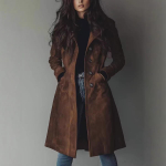2025 Uus Retro Rev&auml;&auml;riga Suede Naiste Pikk Trenchcoat S&uuml;giseks ja Talveks M must