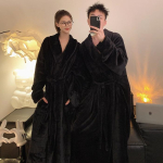 T&auml;piline talvine korallfliisist hommikumantel naistele ja meestele - paksendatud eriti pikk flanellist pidžaama 4XL (250-300cm) beige