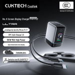 CUKTECH 6 Ultra 100W GaN Kiirlaadija Smart AI Display, 100W Multi-Port Fast Charging