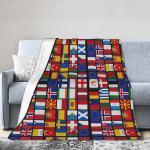 K&otilde;igi riikide lipud (12) Tekk Kvaliteetne Soe Pehme Visketekk Talv T&uuml;drukud Poisid Magamistuba Mugav Voodikate 130x150cm