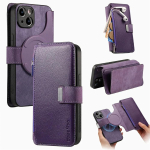 2-&uuml;hes Eemaldatav Kaardipesa Rahakott Nahast &Uuml;mbris For Iphone 17 Air 16 15 Pro 14 13 12 11 Pro Max Plus Magnetiline Telefon Klapp-&uuml;mbris For iPhone 12 gray