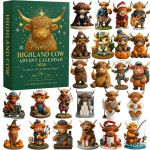 Highlandi lehm Advendikalender 2026 koos 24 3D lehmakaunistusega J&otilde;ulude ootuskalender Advendi ootuskalender J&otilde;ulu&uuml;llatuskingitused 11.02x8.66x1.38inch brown