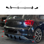 Volkswagen Polo MK6 GTI 2017&ndash;2021 jaoks ABS Luukp&auml;ra kerekomplektid Eraldaja Spoiler Must Tuuning 4 Finni Auto Tagumise Kaitseraua Difuusor must
