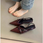 Elegantne Peokleit Kingad Naistele Sandaalid Naiste Terava Ninaga Kontsad Disainer Strippari Kingad Kontsad Madalad Kontsad Kingad Zapatos 35 veinipunane v&auml;rv