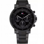 Tommy Hilfiger 1710590 meeste k&auml;ekell Must rihm Must sihverplaat 43mm + karp