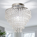 Crystal Lights LED-laevalgusti Kaasaegne &uuml;mmargune kristallvalgusti Kroomitud laevalgusti magamistoa, elutoa, esiku jaoks 60 1 Bulb 30*26cm