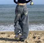 2000. aasta 2000. aastate vintage kottis teksad, naine, Harajuku t&auml;navar&otilde;ivad, suured teksap&uuml;ksid, korea stiilis Gyaru grunge hiphopip&uuml;ksid XXXXL
