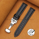 Ehtsad vasikanahast litsinahast k&auml;ekella rihmad 16/18/19/20/21/22/24mm Seiko jaoks Omega jaoks &Auml;rimeestele Naistele Liblikluku Rihm 18mm must valge v&auml;rv