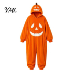 Halloweeni k&otilde;rvitsakost&uuml;&uuml;m onesie pidžaama t&auml;iskasvanutele, pl&uuml;&uuml;sist hubane cosplay kombinesoon kapuutsiga fliisist kost&uuml;&uuml;m, &uuml;le suurusega avar kodur&otilde;ivas kingitus s&otilde;pradele S oranž