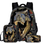 Klassikaline Populaarne Multikakujuline Dinosaurus 3D Prinditud 3 tk/komplekt &Otilde;pilase Koolikotid S&uuml;learvuti P&auml;evakott Seljakott Diagonaalne &otilde;lakott Kott-pinal gray
