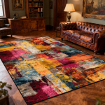 V&auml;rviline abstraktse kunsti vaip elutuppa Retrokaunistus Diivan Kohvilauad Pehmed suured vaibad Magamistuba Lapsed Tatami matt 160 by 80cm