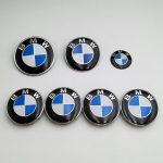 7 tk BMW embleemi komplekt 82mm 74mm 45mm 56mm 68mm Auto esiosa kapoti logo Tagumine pagasiruumi m&auml;rk Velgede keskkatted Rooliratta kleebis 82 74 45 68X4