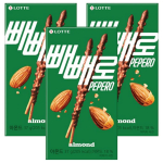 [LOTTE] Pepero &scaron;okolaadik&uuml;psisepulgad 3 karpi komplekt Korea suupiste 6 maitset Originaal &Scaron;okolaadit&auml;idisega Mandlikr&otilde;bedus Maasikas Valge k&uuml;psis Almond &times; 3 white