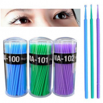 100 tk. V&auml;ikesed &uuml;hekordsed ripsmepikendused Micro Brush Aplikaatorid Ripsmetu&scaron;&scaron; lilla