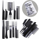 10 tk Black Pro Salon Juuksekujundus Juuksuri Plastist Barbers Harja Kammide komplekt