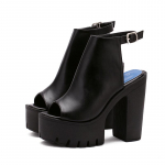 Naiste suvekingad Slingbacks K&otilde;rged kontsad Sandaalid Platvormiga vabaajajalatsid peole m&otilde;eldud mustad gooti kingad 42 must