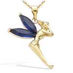 Les Tr&eacute;sors De Lily [A8101] - Pendentif Plaqu&eacute; Or 'F&eacute;e Clochette' Saphir dor&eacute; - 20x27 mm sinine