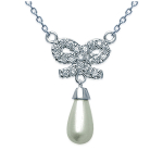 Les Tr&eacute;sors De Lily [C6815] - h&otilde;bedane kaelakee 'Catherine' H&otilde;bevalge (roodiumiga kaetud) - 15x25 mm valge