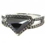 Bague argent 'Sappho' noir gris - 12x6 mm 52 must