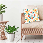 Les Tr&eacute;sors De Lily [Q5511] - Disainer padjakate 'Boho' t&uuml;rkiissinine oranž valge (t&scaron;ekid) - 40x40 cm t&uuml;rkiissinine