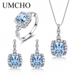 UMCHO Nano Sky Blue Topaas 925 Sterling h&otilde;be ehtekomplekt 8 taevasinine v&auml;rv