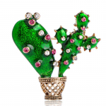 Blucome roheline emailiga kaktus pross lastele daam kristallist taim korsa &uuml;likond sall kleit kaunistus kullav&auml;rvi ehten&otilde;elad ehted. roheline