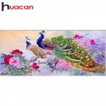Huacani DIY 5D &uuml;mmargune teemantmaal, suur paecock tikandid ristpistega k&auml;sit&ouml;&ouml;na kodukaunistus 35*70 CM
