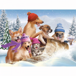 5D teemantmaal Loomad Uisutamiskoerad Teemanttikandid Ristpistes T&auml;is&uuml;mmargune Teemantmosaiik 20X30CM