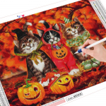 T&auml;isruudukujuline &uuml;mmargune teemantmaaling Kassi teemanttikandid Loomade mosaiik Halloweeni kaunistused koju Full Round (20X30CM)