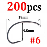 Bimoo 200 tk K&otilde;rge s&uuml;sinikusisaldusega terasest laia k&otilde;verikuga n&uuml;mf Caddis k&auml;rbsekonks, okastraat, must Nikle k&auml;rbse sidumiskonksud #6 #8 #10 #12 #14 #16