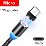 LED-magnetiline USB-kaabel kiirlaadimismagnet C-t&uuml;&uuml;pi mikro-USB-kaabel Andmete s&uuml;nkroonimise IPhone'i kaabel Micro must