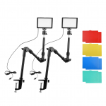 Andoer USB videokonverentsi valgustuskomplekt, mis sisaldab 2 * LED-videovalgustit 3200K-5600K h&auml;mardatav + 2 * must